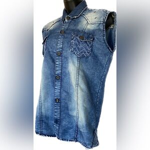 LIKE NEW FREE BOY DENIM SHIRT VEST L ⭐️